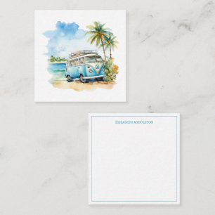 Tropical Island Retro Blue Bus  Card