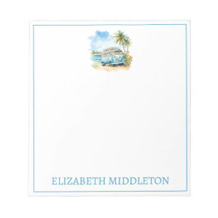Tropical Island Retro Blue Bus  Notepad