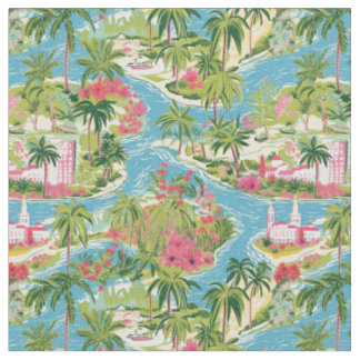 Tropical Island Rivers Fabric