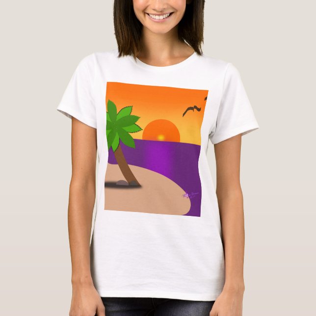 Tropical Island Scene Spaghetti Straps Tank Top (Front)