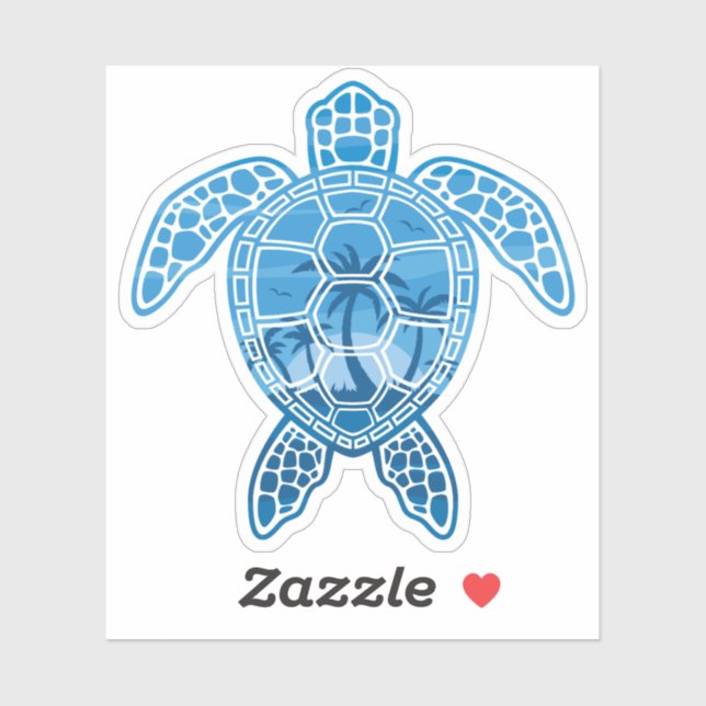 Tropical Island Sea Turtle Design in Blue (Sheet)