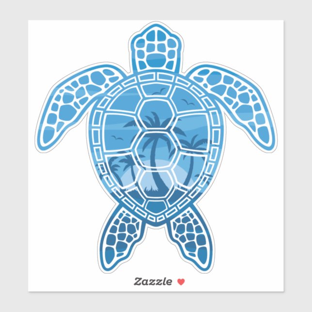Tropical Island Sea Turtle Design in Blue (Sheet)