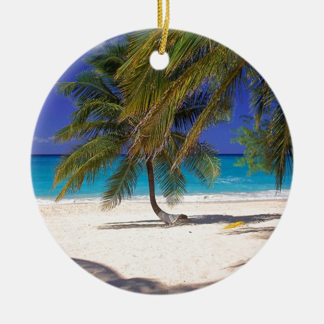 Tropical Island Seven Mile Grand Cayman Ceramic Tree Decoration (Front)