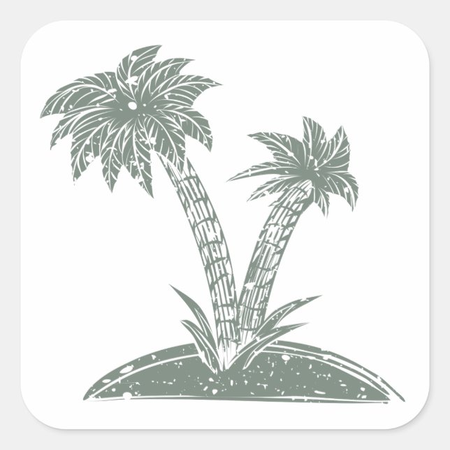 Tropical Island Square Sticker (Front)