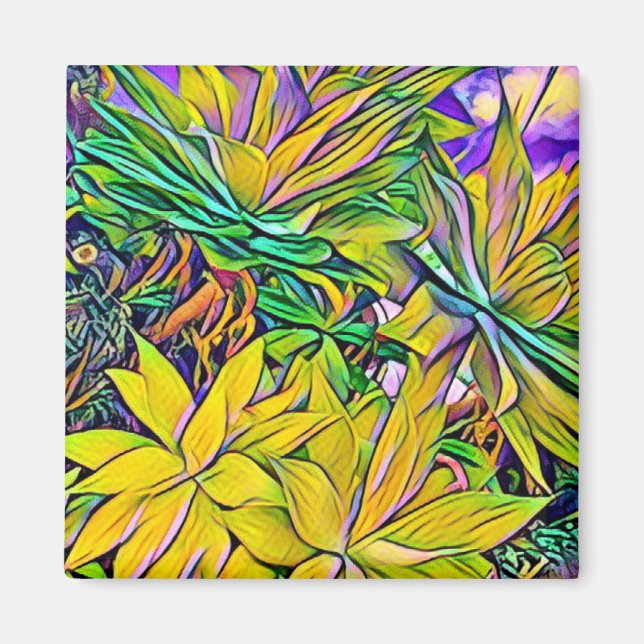 Tropical island succulents magnet (Front)