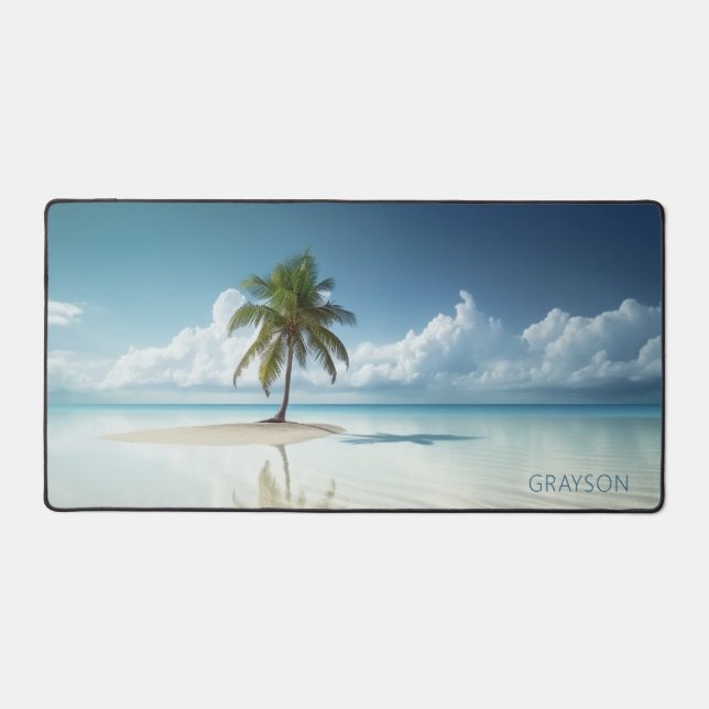 Tropical Island Summer Beach Ocean Personalised Desk Mat (Front)