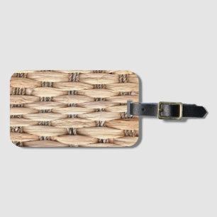 tropical island summer beach rustic beige wicker luggage tag