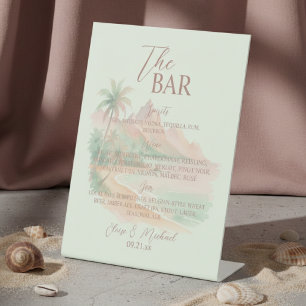 Tropical Island Sunset Bar Wedding  Pedestal Sign