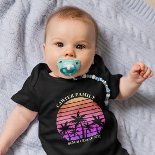 Tropical Island Sunset Custom Family Beach Trip Baby Bodysuit