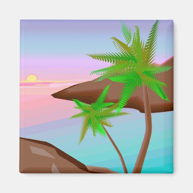 Tropical Island Sunset Magnet (Front)