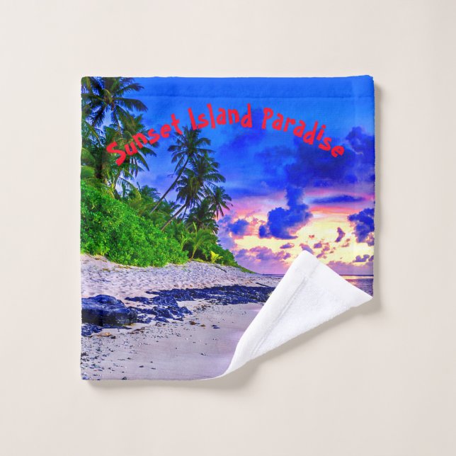 Tropical Island Sunset Paradise Wash Cloth (Wash Cloth)