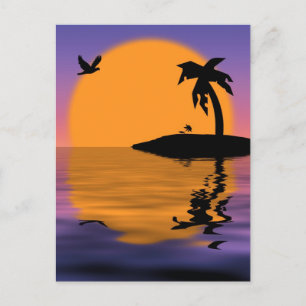 Tropical Island Sunset Postcard