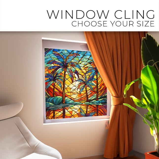 Tropical Island Sunset Stained glass art Window Cling (Creator Uploaded)