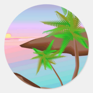 Tropical Island Sunset Sticker