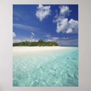 Tropical island surrounded by lagoon, Maldives, Poster
