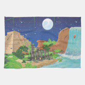 Tropical island tea towel