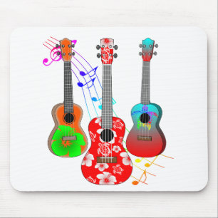 Tropical Island Ukulele Player Music Mouse Mat