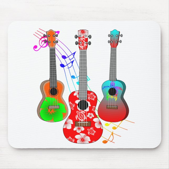 Tropical Island Ukulele Player Music Mouse Mat (Front)