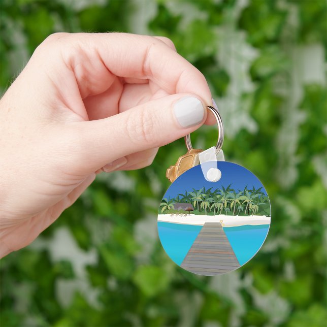 Tropical Island Vacation Scenic Landscape Keychain (Creator Uploaded)
