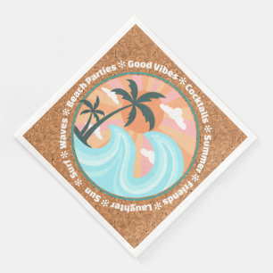 Tropical Island Vibes On Faux Cork Texture Pattern Napkin