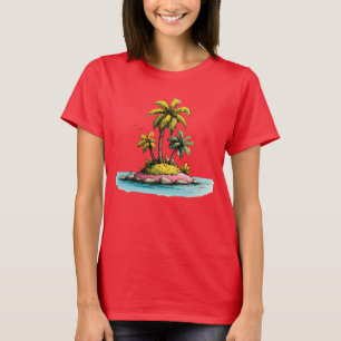 Tropical Island Vibes Palm Tree Graphic T-Shirt