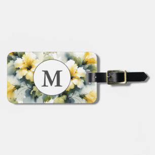 Tropical Island Watercolor Hibiscus Luggage Tag