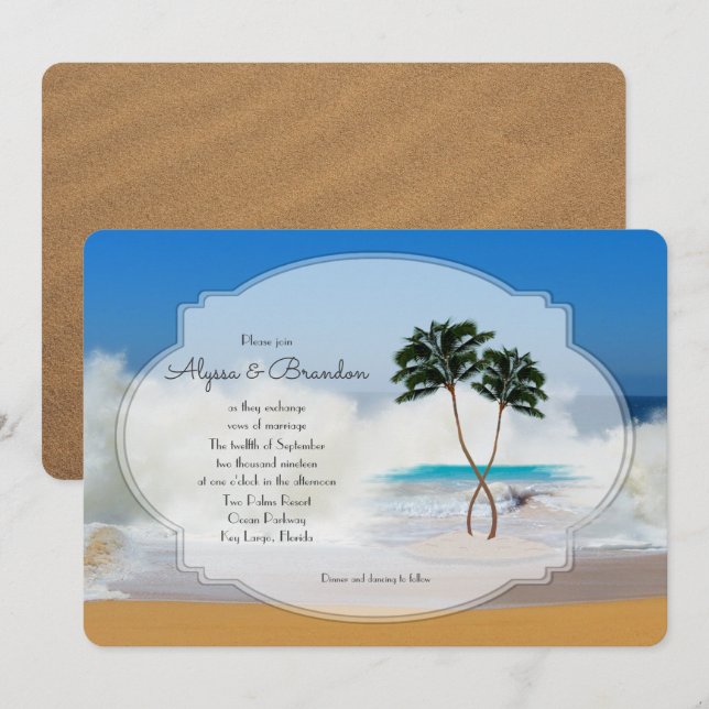 Tropical Island Wedding Invitation (Front/Back)