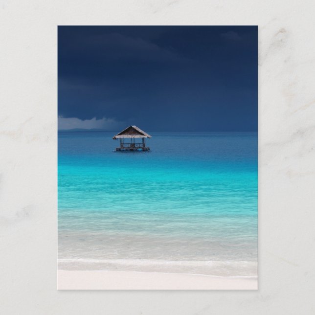 Tropical island white sand beach in paradise postcard (Front)