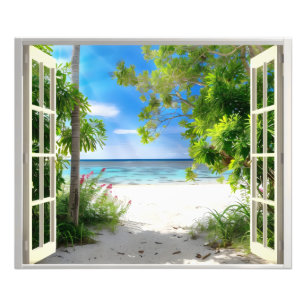 Tropical Island Window View Photo Print