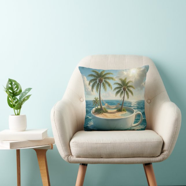 Tropical Island With Hammock in a Teacup Cushion (Chair)
