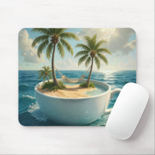 Tropical Island With Hammock in a Teacup Mouse Mat