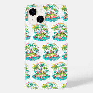 Tropical Island with Palm Trees and Rainbow Case-Mate iPhone 14 Case