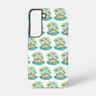 Tropical Island with Palm Trees and Rainbow Samsung Galaxy Case