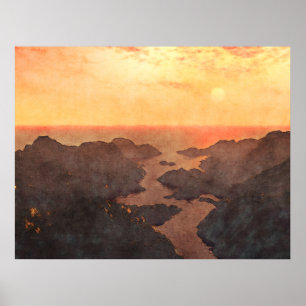 Tropical Islands Sunset Poster