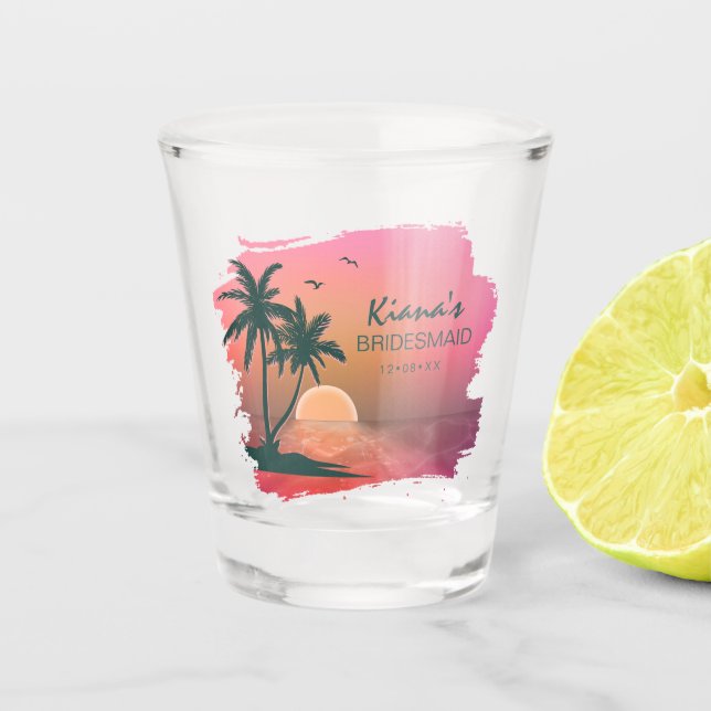 Tropical Isle Bridesmaid/Maid of Honour Pink ID581 Shot Glass (Front)