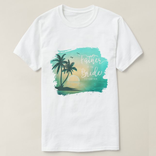Tropical Isle Father of the Bride Teal ID581 T-Shirt (Design Front)