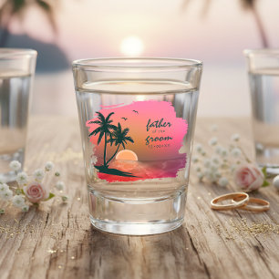 Tropical Isle Father of the Groom Pink ID581 Shot Glass