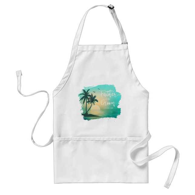 Tropical Isle Father of the Groom Teal ID581 Standard Apron (Front)