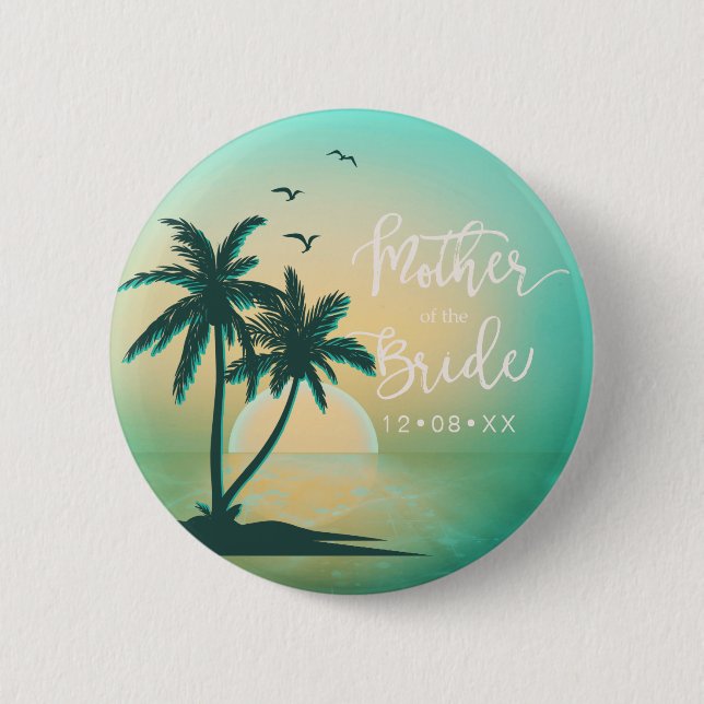 Tropical Isle Mother of the Bride Teal ID581 6 Cm Round Badge (Front)