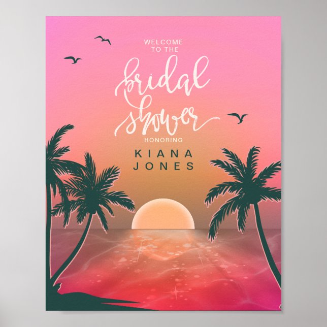 Tropical Isle Sunrise Bridal Shower Pink ID581 Poster (Front)