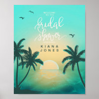 Tropical Isle Sunrise Bridal Shower Teal ID581