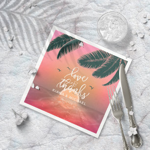 Tropical Isle Sunrise Love and Thanks Pink ID581 Napkin