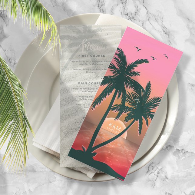 Tropical Isle Sunrise Wedding Menu Pink ID581 (Creator Uploaded)