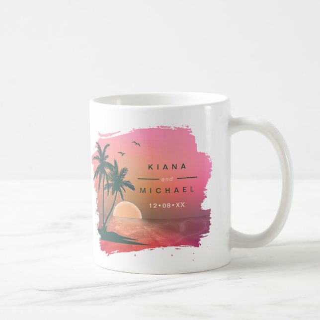 Tropical Isle Sunrise Wedding Pink ID581 Coffee Mug (Right)