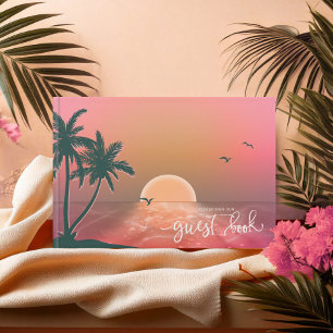 Tropical Isle Sunrise Wedding Pink ID581 Guest Book