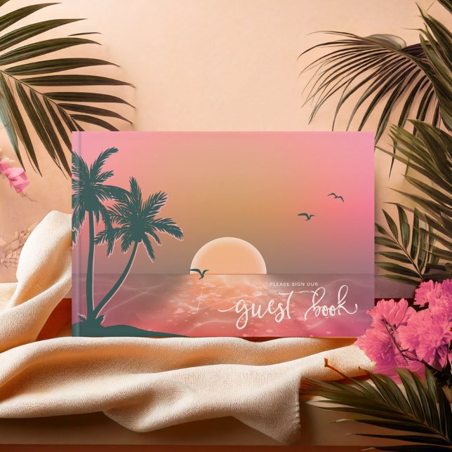 Tropical Isle Sunrise Wedding Pink ID581 Guest Book (Creator Uploaded)