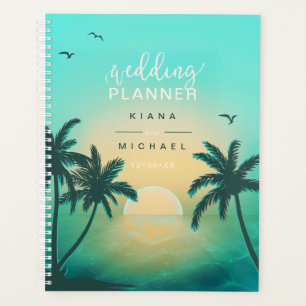 Tropical Isle Sunrise Wedding Plans Teal L2 ID581 Planner