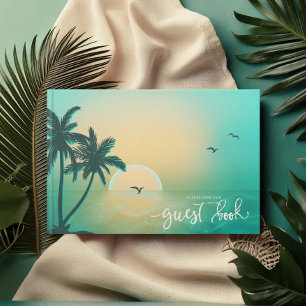 Tropical Isle Sunrise Wedding Teal ID581 Guest Book