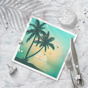 Tropical Isle Sunrise Wedding Teal ID581 Napkin