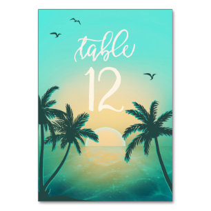 Tropical Isle Sunrise Wedding Teal ID581 Table Number